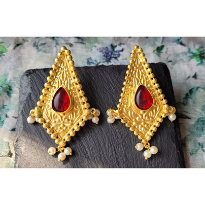 RED MADHAVI DANGLERS