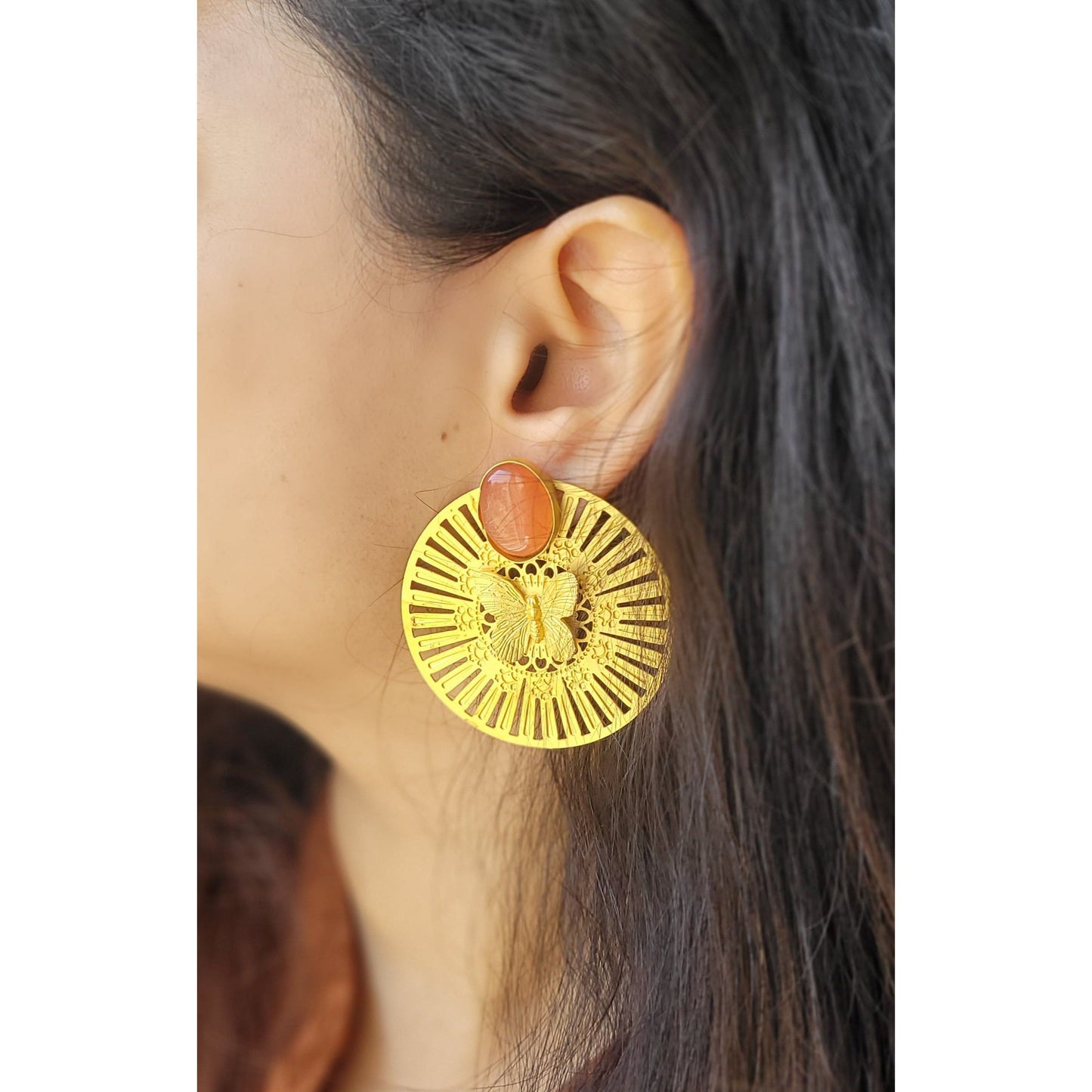 PEACH TITLI ROUND EARRING