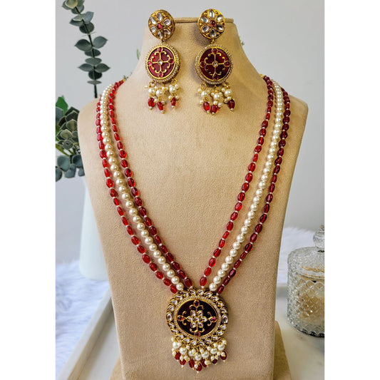 RED RANGOLI NECKLACE SET