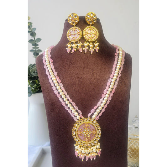 PINK SHARVARI NECKLACE SET