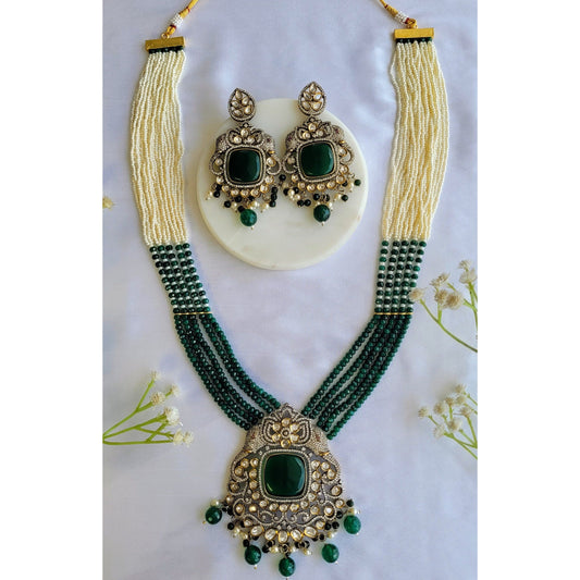 GREEN TANISHKA VICTORIAN NECKLACE SET