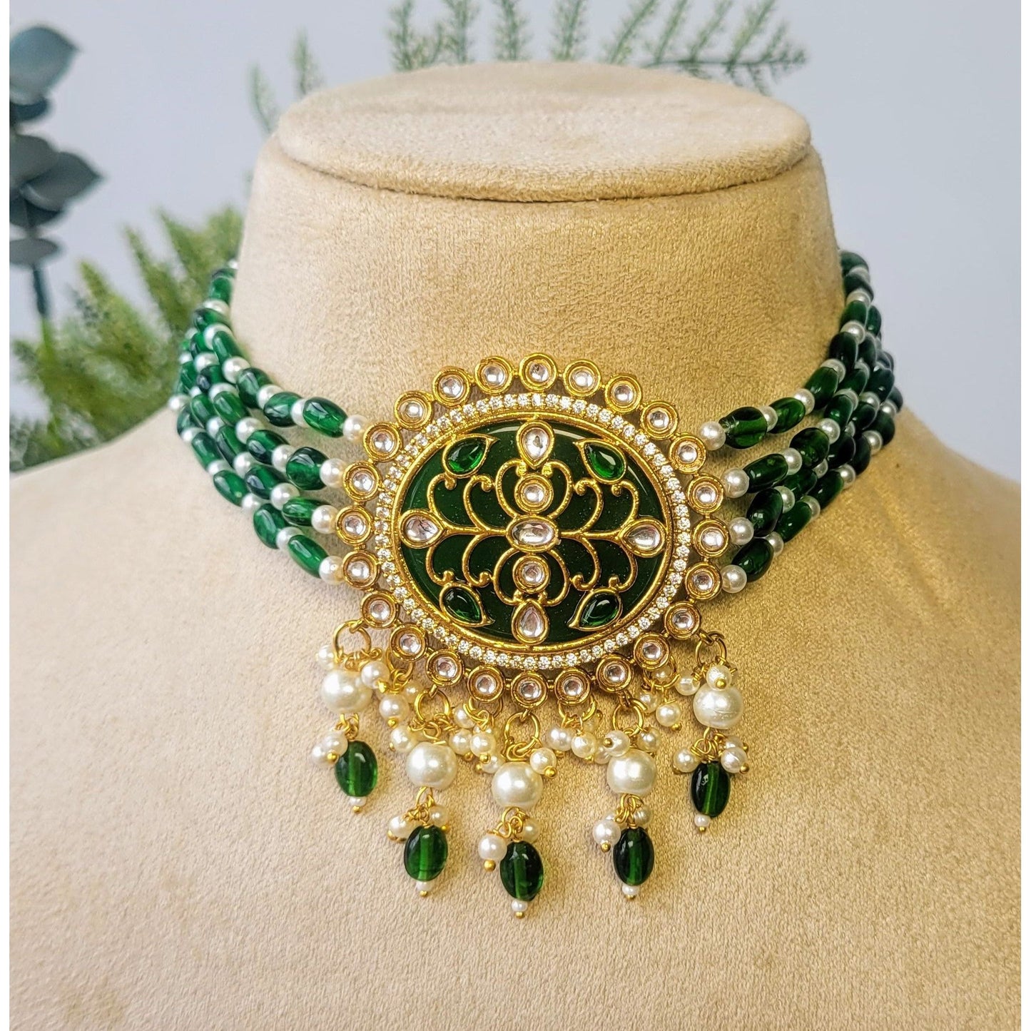 GREEN GITANJALI CHOKER SET