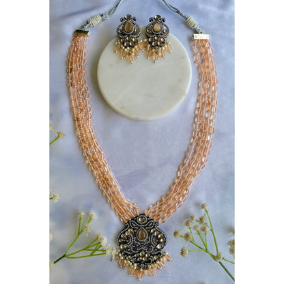 PEACH PRISHITA  VICTORIAN NECKLACE  SET